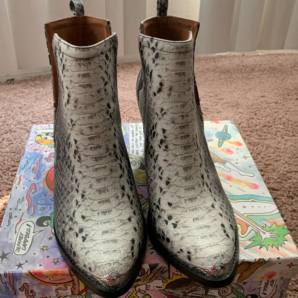 Jeffrey Campbell  Cromwell Snake Print Ankle Boots